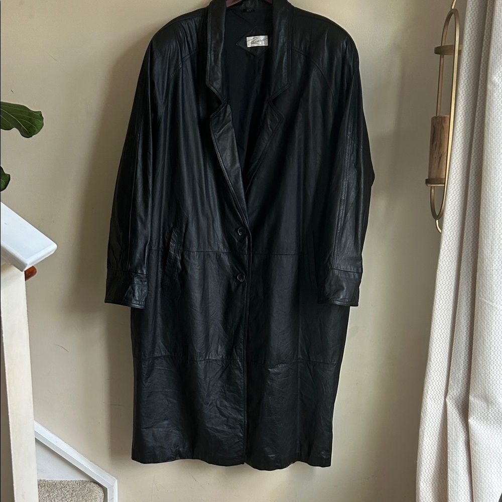 Vintage Ricardo 100% leather long women coat size 26W